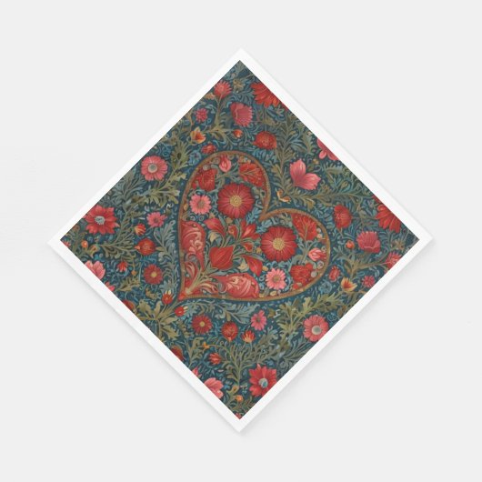 Elegant Victoriaans Valentijnsdag hart ontwerp Servet (Hoek)