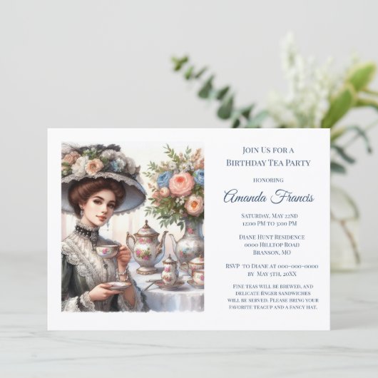 Elegant Victoriaans verjaardagsfeestje Kaart (Staand voorkant)