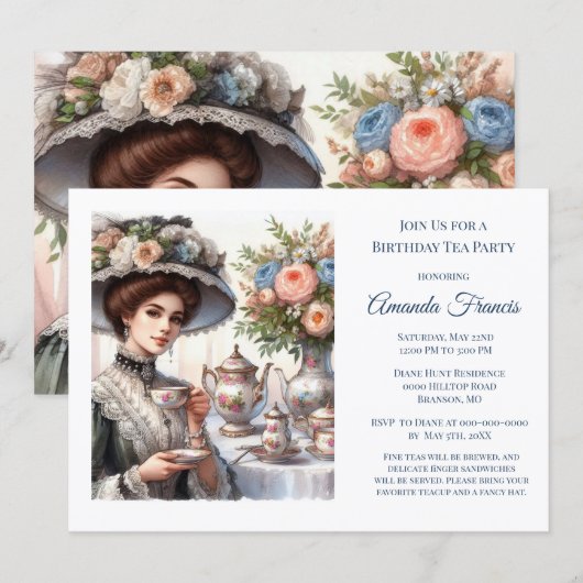 Elegant Victoriaans verjaardagsfeestje Kaart (Voorkant / Achterkant)