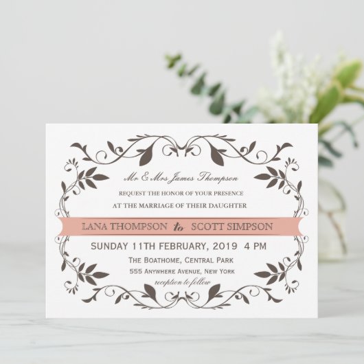  Elegant Victoriaans Vlaams Wit Weddenschap Kaart (Staand voorkant)