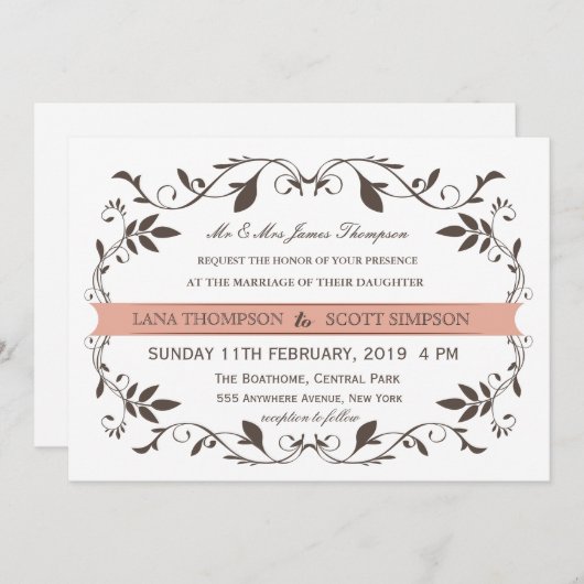 Elegant Victoriaans Vlaams Wit Weddenschap Kaart (Voorkant / Achterkant)