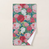 Elegant Victoriaans Waterverf Rood en Roze Rozen | Bad Handdoek (Handdoek)