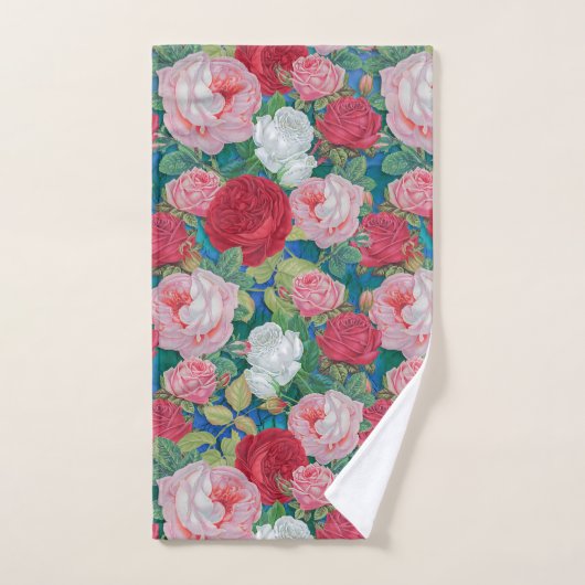 Elegant Victoriaans Waterverf Rood en Roze Rozen | Bad Handdoek (Handdoek)