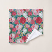 Elegant Victoriaans Waterverf Rood en Roze Rozen | Bad Handdoek (Wasdoekje)
