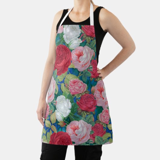 Elegant Victoriaans Waterverf Rood en Roze Rozen | Schort (Insitu)