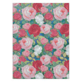 Elegant Victoriaans Waterverf Rood en Roze Rozen | Tafelkleed (Voorkant)