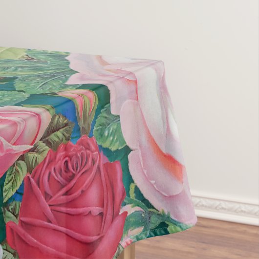 Elegant Victoriaans Waterverf Rood en Roze Rozen | Tafelkleed (Voorbeeld)