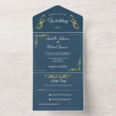 Elegant Victoriaans Wedding All In One Uitnodiging (Binnen)