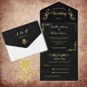 Elegant Victoriaans Wedding All In One Uitnodiging