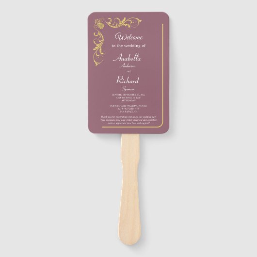 Elegant Victoriaans Wedding Hand Fan Program Handwaaier (Voorkant)