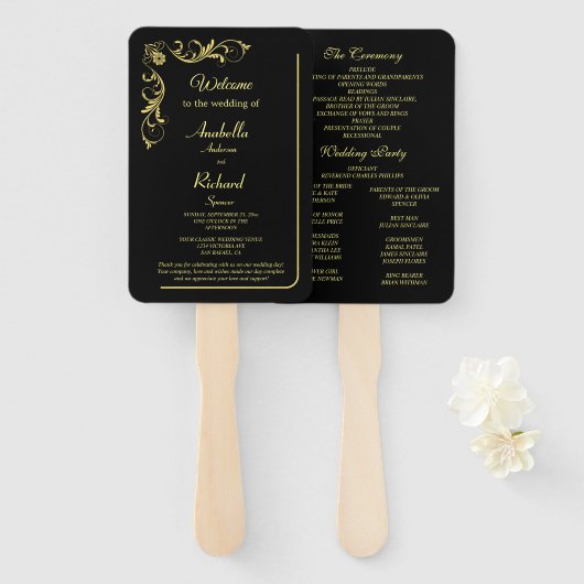 Elegant Victoriaans Wedding Hand Fan Program Handwaaier (Voorkant en achterkant)