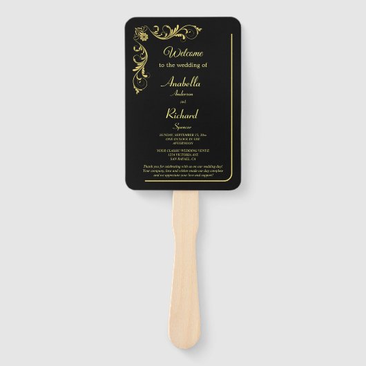 Elegant Victoriaans Wedding Hand Fan Program Handwaaier (Voorkant)