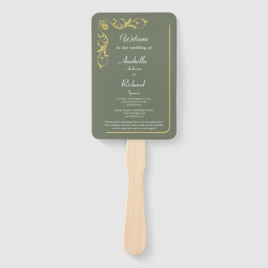 Elegant Victoriaans Wedding Hand Fan Program Handwaaier (Voorkant)