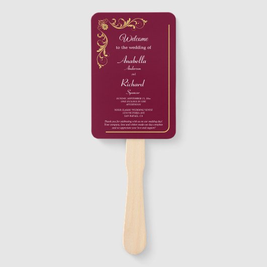 Elegant Victoriaans Wedding Hand Fan Program Handwaaier (Voorkant)