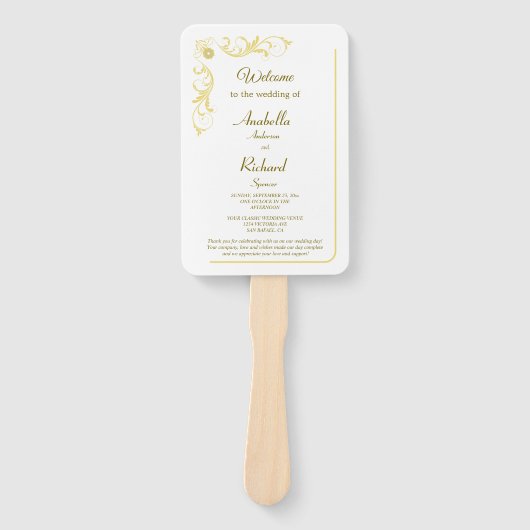 Elegant Victoriaans Wedding Hand Fan Program Handwaaier (Voorkant)