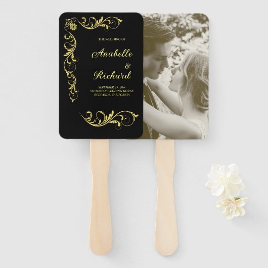 Elegant Victoriaans Wedding Handwaaier (Voorkant en achterkant)