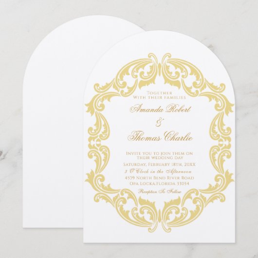 Elegant Victoriaans Wedding Kaart (Voorkant / Achterkant)