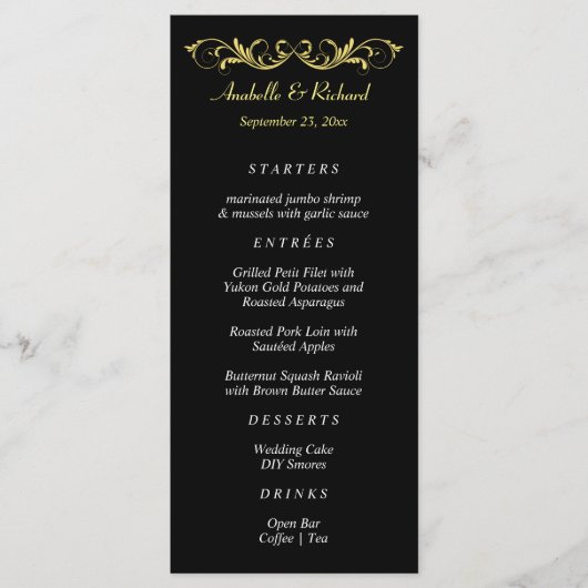 Elegant Victoriaans Wedding Menu (Voorkant)