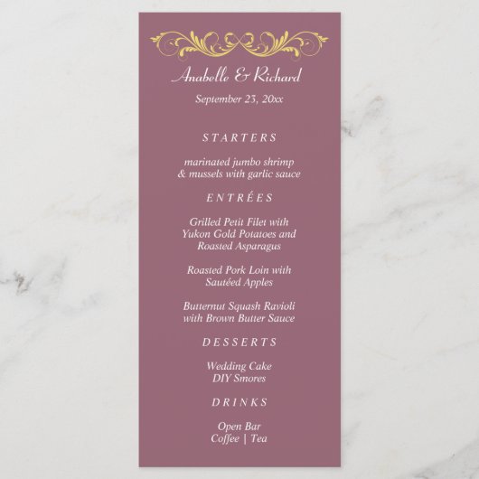 Elegant Victoriaans Wedding Menu (Voorkant)