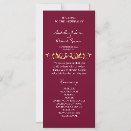 Elegant Victoriaans Wedding Programme (Voorkant)