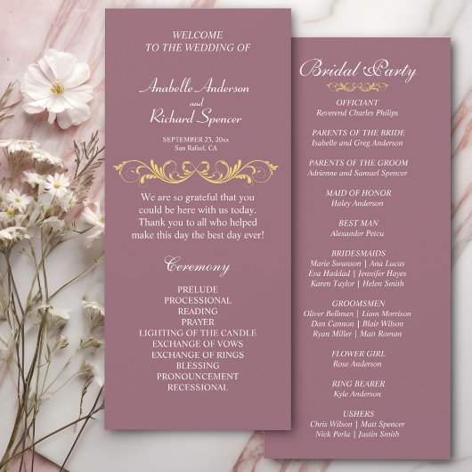 Elegant Victoriaans Wedding Programme