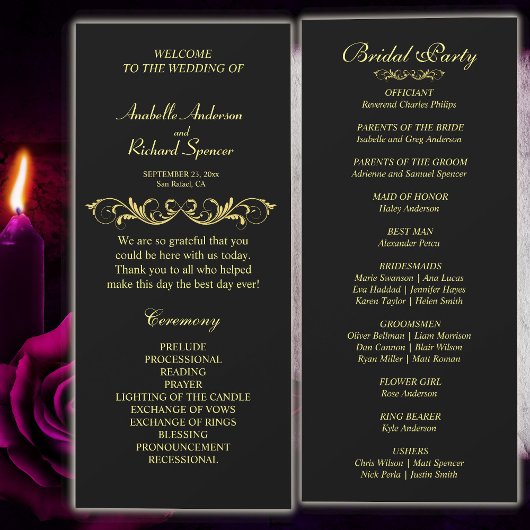 Elegant Victoriaans Wedding Programme