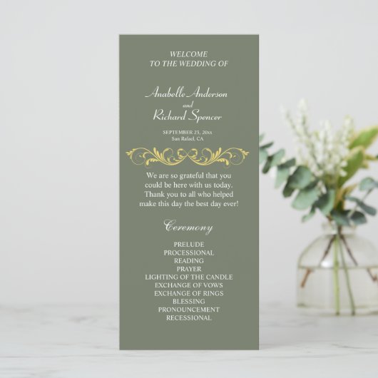 Elegant Victoriaans Wedding Programme (Staand voorkant)