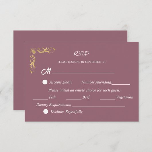 Elegant Victoriaans Wedding RSVP Kaartje (Voorkant / Achterkant)