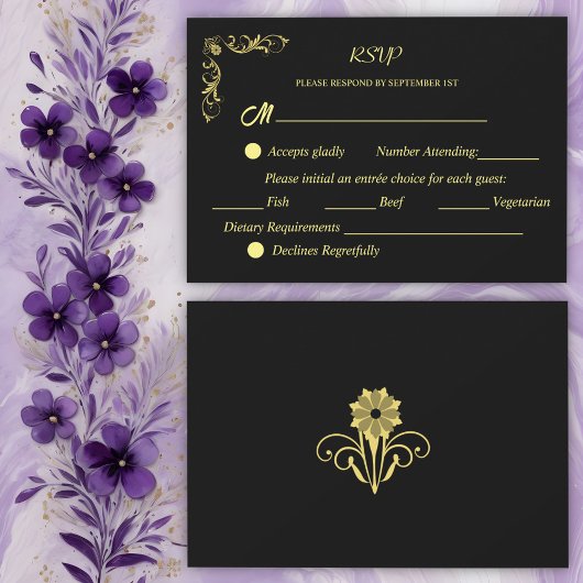 Elegant Victoriaans Wedding RSVP Kaartje