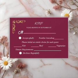 Elegant Victoriaans Wedding RSVP Kaartje