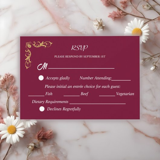 Elegant Victoriaans Wedding RSVP Kaartje