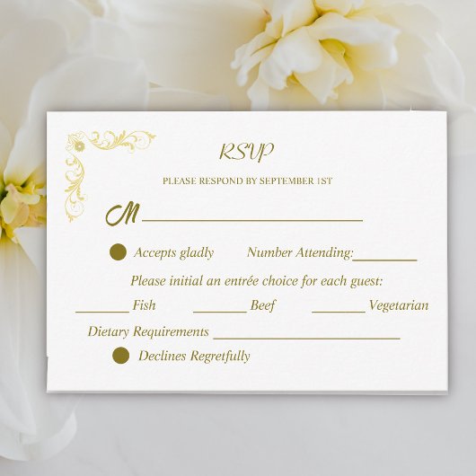 Elegant Victoriaans Wedding RSVP Kaartje