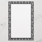 Elegant Victoriaans zwart loopvlak Damask Patroonr Briefpapier (Voorkant)