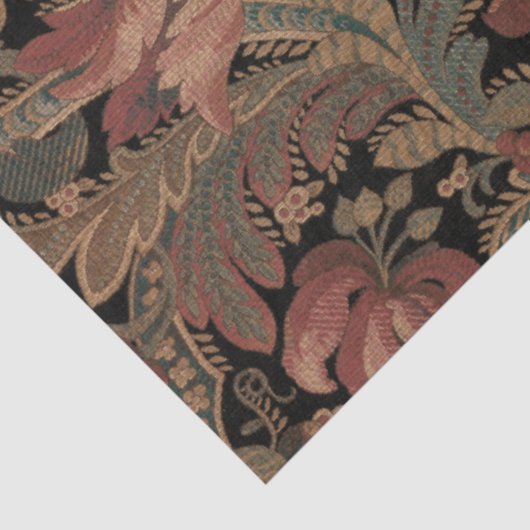 Elegant  Victoriaans Zwarte Floral Tissuepapier (Detail)