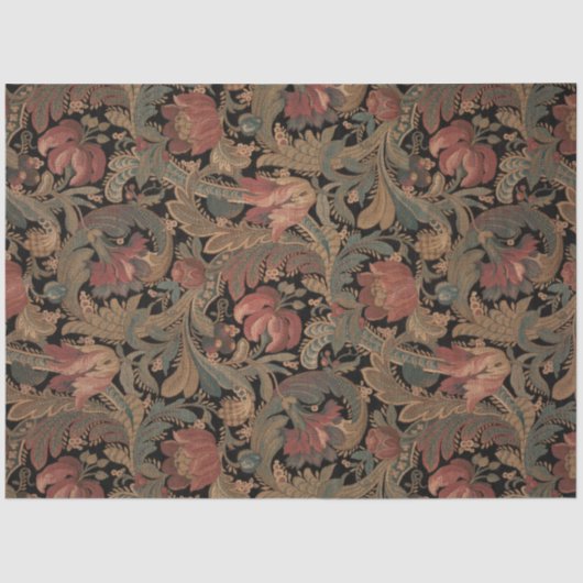 Elegant  Victoriaans Zwarte Floral Tissuepapier (Voorkant)