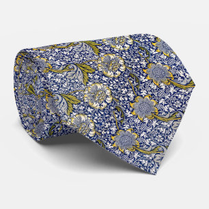 Elegant Victoriaanse bloemmotief blauw groen wit Stropdas