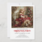 Elegant Victorian Angel Christmas Party Invitation Kaart (Voorkant)
