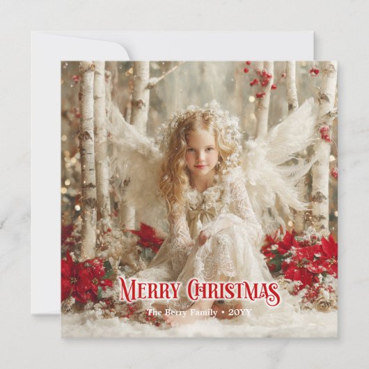 Elegant Victorian angel red and gold classic card Feestdagenkaart (Voorkant)