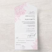 Elegant Victorian Blush Pink Floral Wedding  All In One Uitnodiging (Binnen)