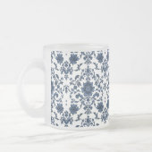 Elegant Victorian Damask Flower Pattern Navy Blue  Matglas Koffiemok (Links)