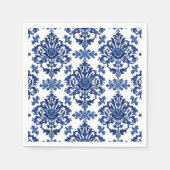 Elegant Victorian Damask Flower Pattern Navy Blue  Servet (Voorkant)