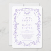 Elegant Victorian Lilac Purple All in One Wedding Kaart (Voorkant)
