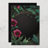 Elegant victorian moody dark green pink floral kaart (Voorkant / Achterkant)