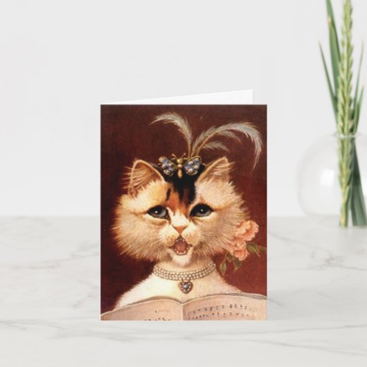 ELEGANT VICTORIAN PARLOR CAT w/ MUSIC ~ CARD Kaart (Voorkant)