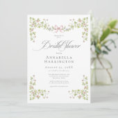 Elegant Victorian Pastel Floral Bow Bridal Shower Kaart (Staand voorkant)