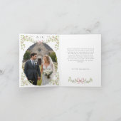 Elegant Victorian Pastel Floral Bow Photo Wedding Bedankkaart (Binnen)