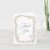 Elegant Victorian Pastel Floral Bow Photo Wedding Bedankkaart (Voorkant)