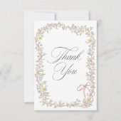 Elegant Victorian Pastel Floral Bow Wedding Bedankkaart (Voorkant)