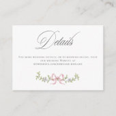 Elegant Victorian Pastel Floral Bow Wedding Detail Informatiekaartje (Voorkant)