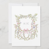 Elegant Victorian Pastel Floral Bow Wedding Kaart (Achterkant)